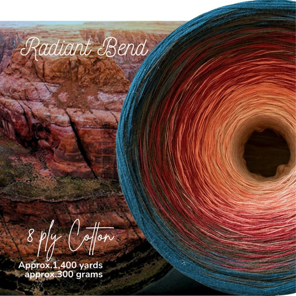 Radiant Bend Gradient  8PLY Cotton Gradient Cake Yarn