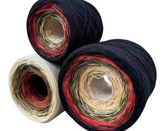Venetian Masquerade, Gradient Cotton Natural Fiber Yarn, Fingering Weight, Yarn for Crochet, knit and weaving.