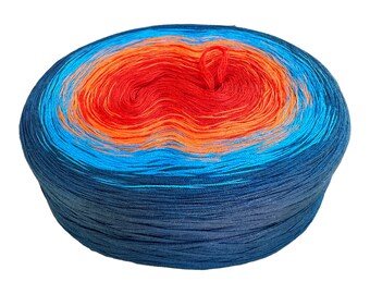 Polyester Yarn, Ombre Yarn Cake, sports weight yarn, Mandala Yarn, Self Striping Yarn, Knitting gifts