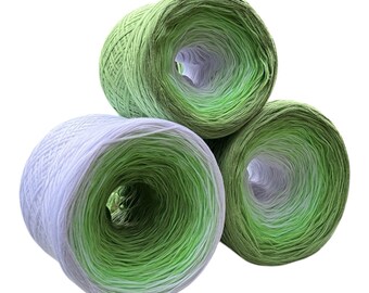Gradient Yarn, Snow Drop, January Birth Flower, Slow Transition, Cotton Natural Fiber, Light Fingering Weight, for Crochet, Knitting