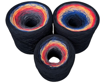 Rat King, Gradient Cake Yarn, Cotton Natural Fiber Yarn, Fingering Weight, Yarn for Crochet, knit and weaving.