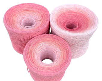 Chrysanthemum, November Birth Flower, Gradient Cotton Natural Fiber Yarn - Soft Gradient Cotton Yarn - Delicate Shades Of Pink