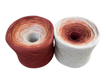 Terracotta, 12ply cotton, Ombre Cotton Natural Fiber Yarn - Baked Earth Colorway - Warm Color Palette - Rustic Brown