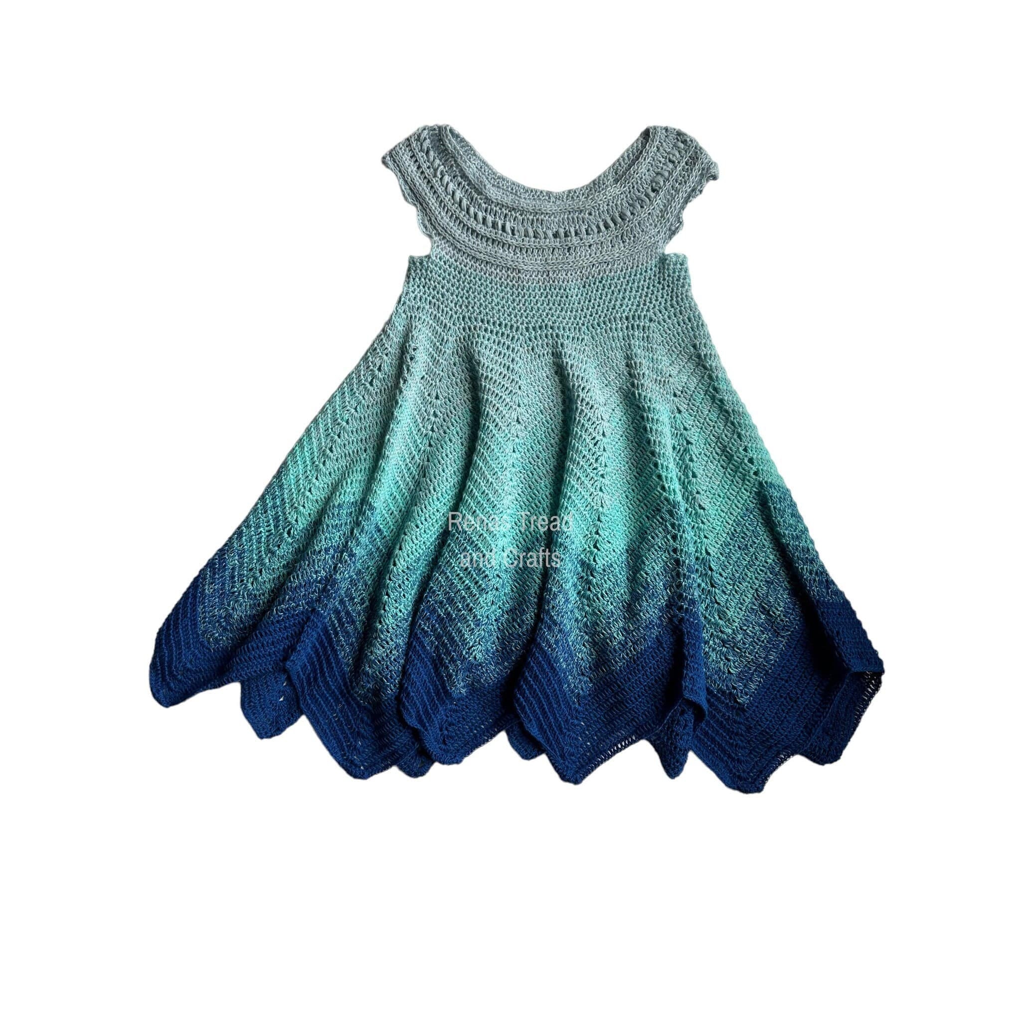 Fairy Crochet Dress Set: Blue Ombre Cotton Dress-Up Costume Fairy Crochet Dress Set: Blue Ombre Cotton Dress-Up Costume