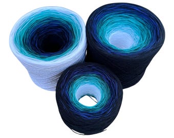 Tied With Love : Blue and White , Gradient Cotton Natural Fiber Yarn - 8-Ply Cotton Yarn - Hand-Plied Yarn - Fingering Weight Yarn