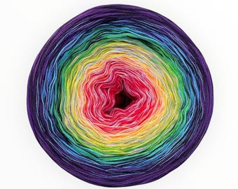 Thryss Rainbow Gradient Yarn Cake – Fingering Weight Soft Cotton for Crochet, Knitting, Weaving, Wearables, Gift for Crafters