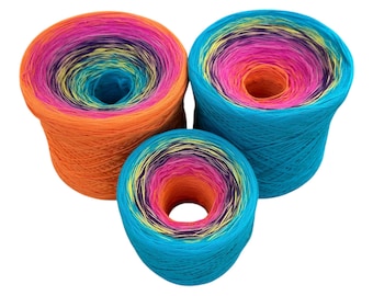 Marigold Path, Gradient Cotton Natural Fiber Yarn - Vibrant Life Tribute - Marigold Orange And Hot Pink, Fingering Weight
