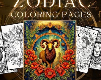 Zodiac Mandala Coloring Book PDF | 60+ Astrology Sign Pages | Mystical Celestial Printable
