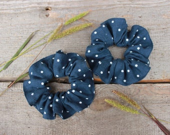 Linen scrunchie, Scrunchies, Handmade accessories, Zero waste, Ready to ship, Gift for her, Vegan accessories, Polka dots, Sustainable