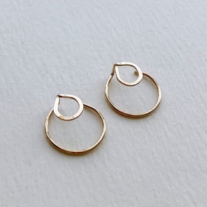 Circle EAR JACKETS, Gold Ear Jacket, Double Earrings, Geometric Earrings, Circle Studs, Minimalist Jewelry, Gift for Her, Modern Jewelry image 1