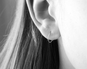 Tiny Sleeper Hoop Earrings: Sterling Silver, Gold Filled, Unisex