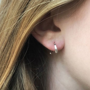 TINY Open HOOP, SILVER Hoop, Teardrop Hoop, Huggie Hoops, Sleeper Earrings, Tiny Gold Hoop, Thin Hoops, Minimalist Earrings, Unisex Earrings