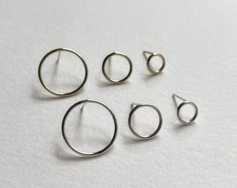 Open CIRCLE STUDS, Round Earrings, Small Circle Studs, Dainty Earrings, Minimalist Jewelry, Gold Silver Studs, Gift for Her, Modern Jewelry