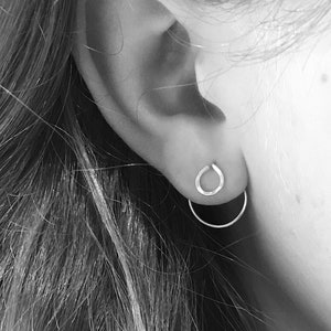 Circle EAR JACKETS, Silver Ear Jacket, Double Earrings, Geometric Earrings, Circle Studs, Minimalist Jewelry, Gift for Her, Modern Jewelry