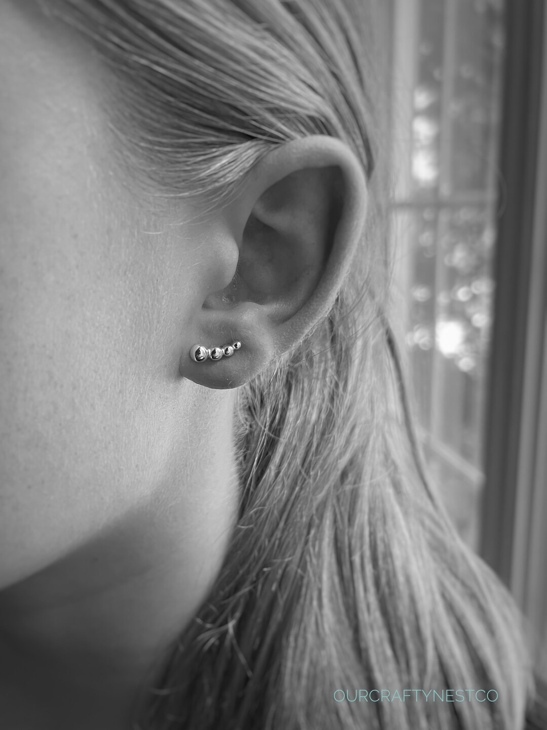 EAR CRAWLER Studs Beaded Ear Crawlers Ear Climbers Silver Etsy