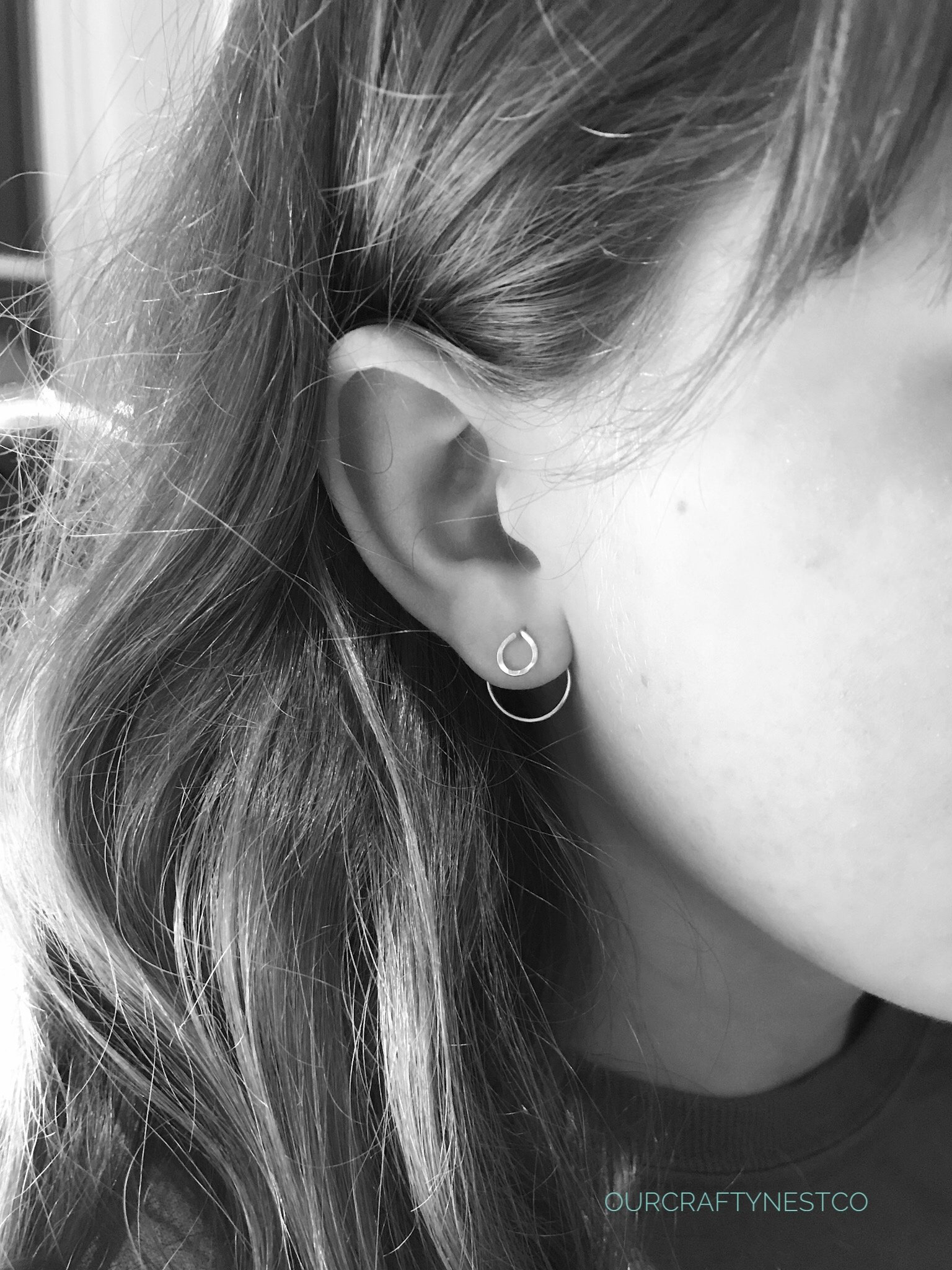 Circle EAR JACKETS, Silver Ear Jacket, Double Earrings, Geometric Ear…