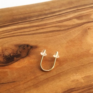 DOUBLE Piercing, MULTIPLE piercing, Double Stud Earring, Two Hole Earring, Gold Arch Stud, Double Lobe Earring, Minimalist Earring, Unisex image 5