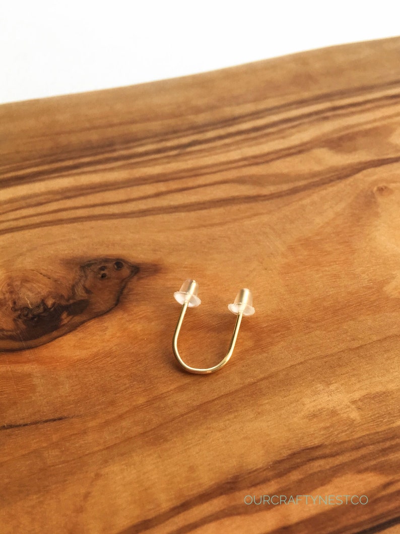 DOUBLE Piercing, MULTIPLE piercing, Double Stud Earring, Two Hole Earring, Gold Arch Stud, Double Lobe Earring, Minimalist Earring, Unisex image 5