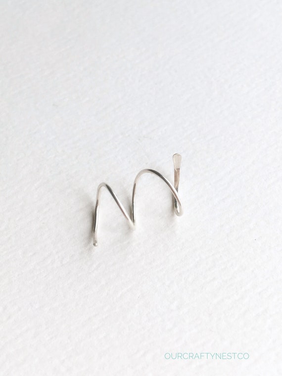 Triple Spiral Piercing Hoop Earring: Sterling Silver, Gold