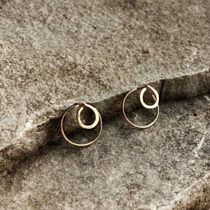 Circle EAR JACKETS, Gold Ear Jacket, Double Earrings, Geometric Earrings, Circle Studs, Minimalist Jewelry, Gift for Her, Modern Jewelry image 3