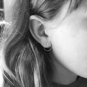 Circle EAR JACKETS, Gold Ear Jacket, Double Earrings, Geometric Earrings, Circle Studs, Minimalist Jewelry, Gift for Her, Modern Jewelry image 2