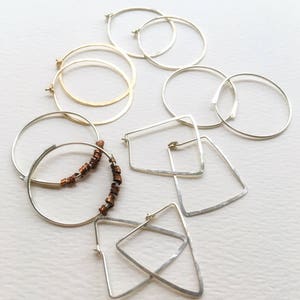 TRIANGLE HOOPS, HAMMERED Hoops, Silver Hoops, Silver Hammered Wire ...