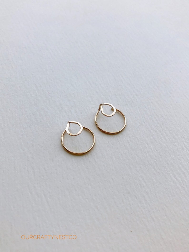 Circle EAR JACKETS, Gold Ear Jacket, Double Earrings, Geometric Earrings, Circle Studs, Minimalist Jewelry, Gift for Her, Modern Jewelry image 1