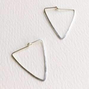 TRIANGLE HOOPS, HAMMERED Hoops, Silver Hoops, Silver Hammered Wire ...