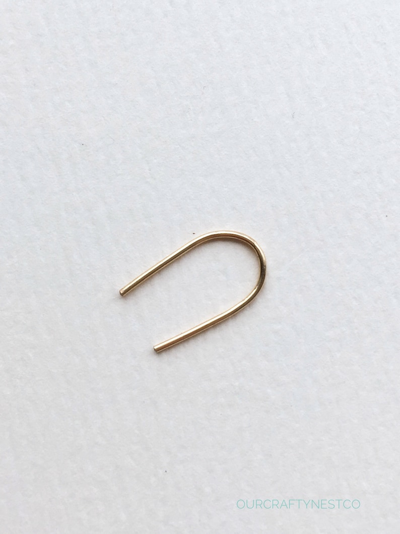 DOUBLE Piercing, MULTIPLE piercing, Double Stud Earring, Two Hole Earring, Gold Arch Stud, Double Lobe Earring, Minimalist Earring, Unisex image 4