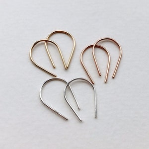 HORSESHOE Earrings, ROSE GOLD U Earrings, Arc Hoop, Open Hoop, Small Dainty Hoops, Hammered Wire, Minimalist Jewelry, Ear Wire, Gift for Her image 7