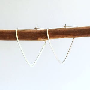 TRIANGLE HOOPS, HAMMERED Hoops, Silver Hoops, Silver Hammered Wire ...