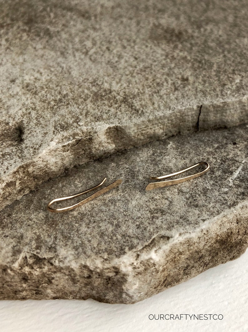 Hammered EAR CRAWLER, Gold Ear Crawlers, Ear Climbers, Ear Cuff, Simple Earrings, Minimalist Jewelry, Modern Jewelry, Ear Crawler 20mm image 6