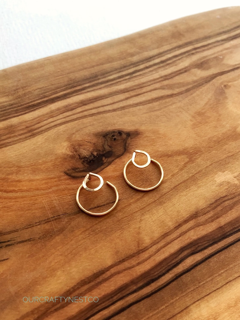 Circle EAR JACKETS, Gold Ear Jacket, Double Earrings, Geometric Earrings, Circle Studs, Minimalist Jewelry, Gift for Her, Modern Jewelry image 4