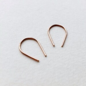 HORSESHOE Earrings, ROSE GOLD U Earrings, Arc Hoop, Open Hoop, Small Dainty Hoops, Hammered Wire, Minimalist Jewelry, Ear Wire, Gift for Her image 2