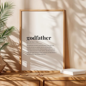Godfather Definition Digital Print Gift for Godfather Birthday Gift Wall Art Poster from Godchild Meaningful Quote Home Decor Godparent Gift
