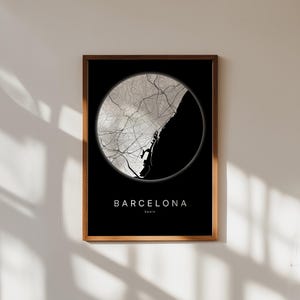 Carte Barcelone Affiche Barcelone Plan Espagne Carte Espagnole Voyage Poster Carte Cadeau Romantique Plans de Ville Art Carte Déco