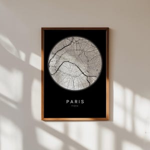 Paris Map Print Paris Carte Paris City Map Poster France City Map Print Black and White Map France France Print Digital Wall Art Decor