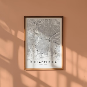 Carte Philadelphie Pennsylvanie Téléchargement Numérique Plan Ville Imprimable Affiche Carte Noir et Blanc Déco Murale Minimaliste Moderne