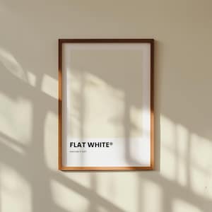 Póster Pantone blanco plano, arte de pared en color café, decoración neutra para el hogar, impresión minimalista de café, obra de arte estética en beige, decoración de cocina moderna