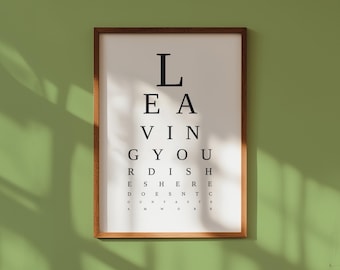 Eye test snellen chart vision test funny office sign teamwork poster workplace decor breakroom print office humor corporate kitchen sign