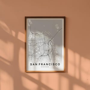 サンフランシスコの地図プリント サンフランシスコの地図ポスター サンフランシスコの市街地図 ストリートマップ サンフランシスコのポスター 壁アート カリフォルニアの地図