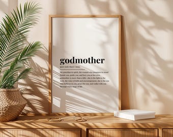 Godmother Definition Print Gift for Godmother Birthday Gift for Her Wall Art Poster from Godchild Meaningful Quote Home Decor Godparent Gift