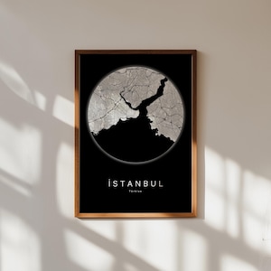 Carte Istanbul Plan Istanbul Turquie Poster Carte Ville Carte Murale Moderne Plan Turquie Art Carte Istanbul Plan Routier Déco