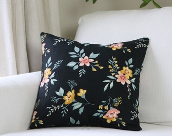 Couverture d'oreiller floral foncé, couverture d'oreiller de 18 "x 18", oreiller de ferme floral, couverture d'oreiller de printemps floral, oreiller de porche de ferme, oreiller de jet floral