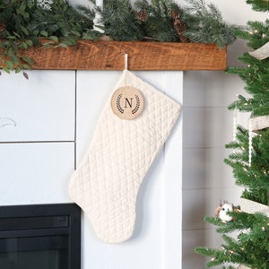 Custom Christmas Stocking, Minimalist Stocking, Neutral Christmas Stocking, Personalized Christmas Stocking, Quilted Stocking