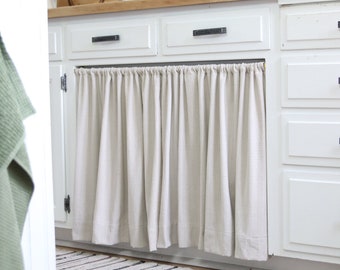 Sink Skirt, Dropcloth Curtain, Cabinet Curtain, Farmhouse Curtain, Neutral Curtain, Sink Skirt White, Sink Skirt for Kitchen, Cream Curtain