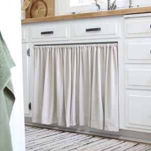 Sink Skirt, Dropcloth Curtain, Cabinet Curtain, Farmhouse Curtain, Neutral Curtain, Sink Skirt White, Sink Skirt for Kitchen, Cream Curtain