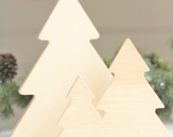 Weihnachtsbaum-Holzausschnitte, 3er-Set, Weihnachtsdekor, Manteldekor, Holzakzente, Holzbaum, Holzweihnachtsform, Mantelbäume