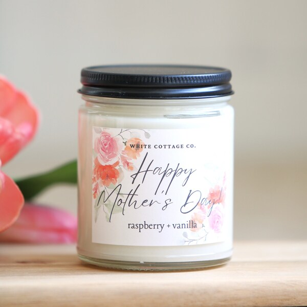 Happy Mother's Day Candle, Spring Candle, Hand Poured Soy Candle, Farmhouse Candle, Amber Candle, Gift For Her, Summer Scented Candle