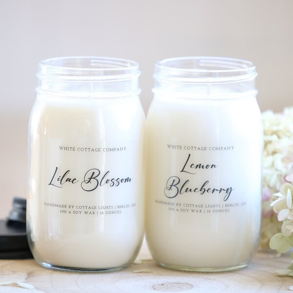 Spring Summer Soy Candle, Hand Poured Candle, Soy Candle, Farmhouse Candle, Mother's Day Gift, White Candle, Scented Candle, Women's Gift